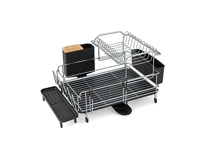 2-Tier Detachable Dish Rack with Drainboard and 360-Degree Swivel Spout – Space-Saving Kitchen Drying Rack with Rotating Spout