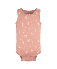 Gerber Baby Girls Sleeveless Flowers Onesies, 5-Pack
