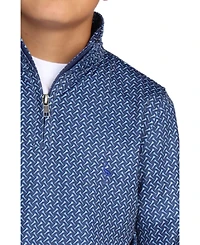 Tailorbyrd Boys Navy Golf Tee Print Performance Quarter-Zip Sweater