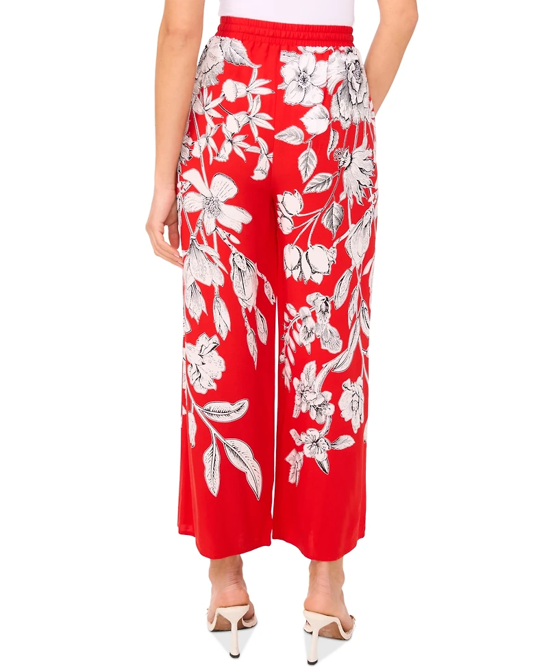Sam & Jess Women's Printed Pull-On Wide-Leg Pants
