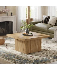 Tribesigns Square Coffee Table, 31.5-Inch Fluted Coffee Table, Mid-Century Modern Living Room Table, Large Cocktail Table for Living Room, Easy Assemb