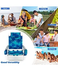 Costway 2-Pack Folding Backpack Beach Chair 5-Position Outdoor Reclining Chairs with Pillow