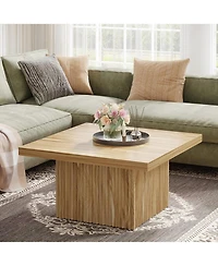 Tribesigns Square Coffee Table, 31.5-Inch Fluted Coffee Table, Mid-Century Modern Living Room Table, Large Cocktail Table for Living Room, Easy Assemb