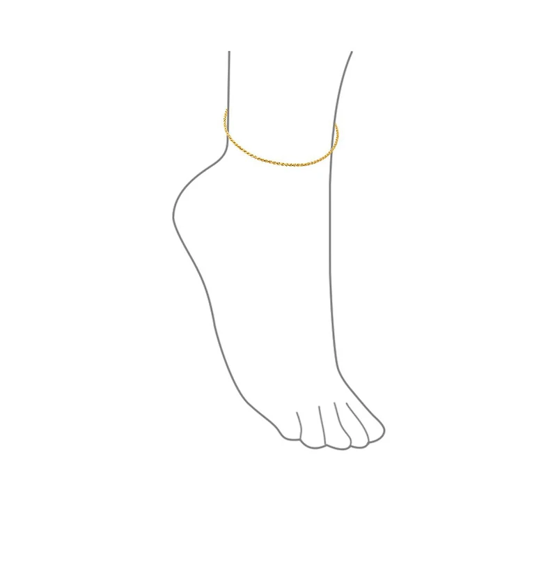 Bling Jewelry Strong Cable Rope Chain Anklet Strand Ankle Bracelet Yellow Gold Plated .925 Sterling Silver