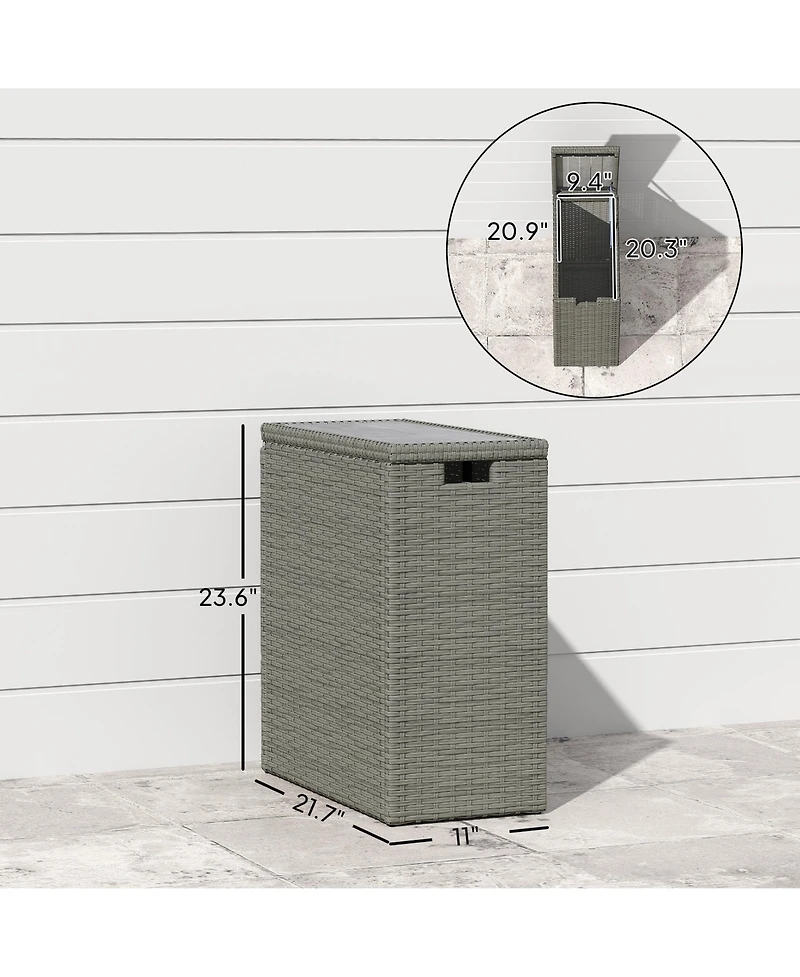 Outsunny 17 Gallon Wicker Deck Box, Small Outdoor Storage