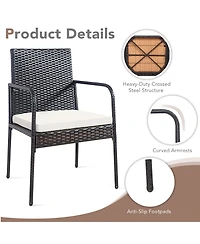 4 Pcs Outdoor Patio Rattan Dining Chairs Cushioned Sofa