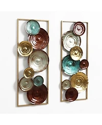 LuxenHome 2-Piece Multi-Color Gems Abstract Metal Wall Decor Set