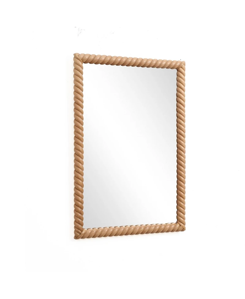 LuxenHome Beech Wood Frame Rectangle 35.4-Inch Tall Wall Mirror, Accent and Vanity