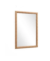 LuxenHome Beech Wood Frame Rectangle 35.4-Inch Tall Wall Mirror, Accent and Vanity