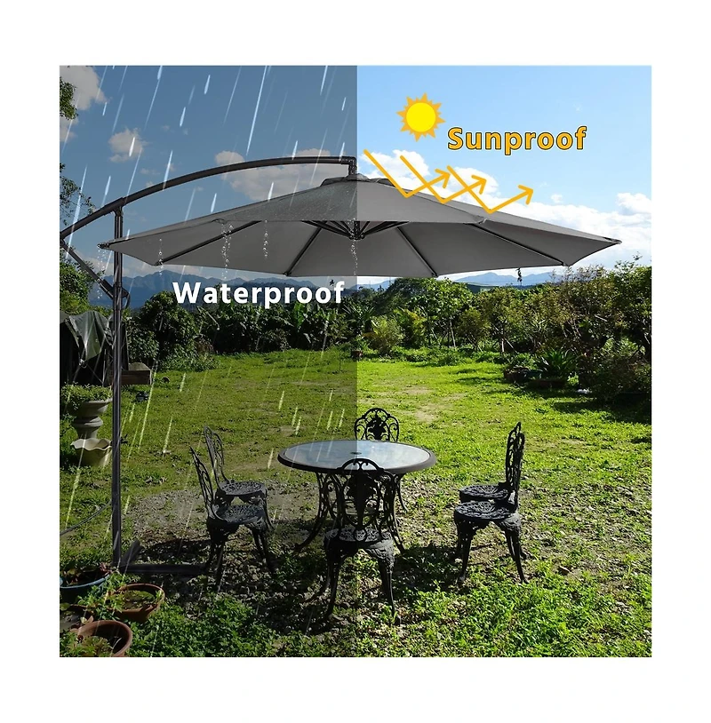 Yaheetech 10 Ft Patio Offset Umbrella Cantilever Umbrella, Red