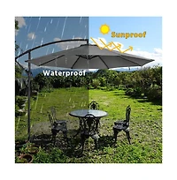 Yaheetech 10 Ft Patio Offset Umbrella Cantilever Umbrella, Red