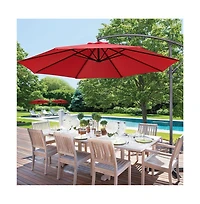 Yaheetech 10 Ft Patio Offset Umbrella Cantilever Umbrella, Red