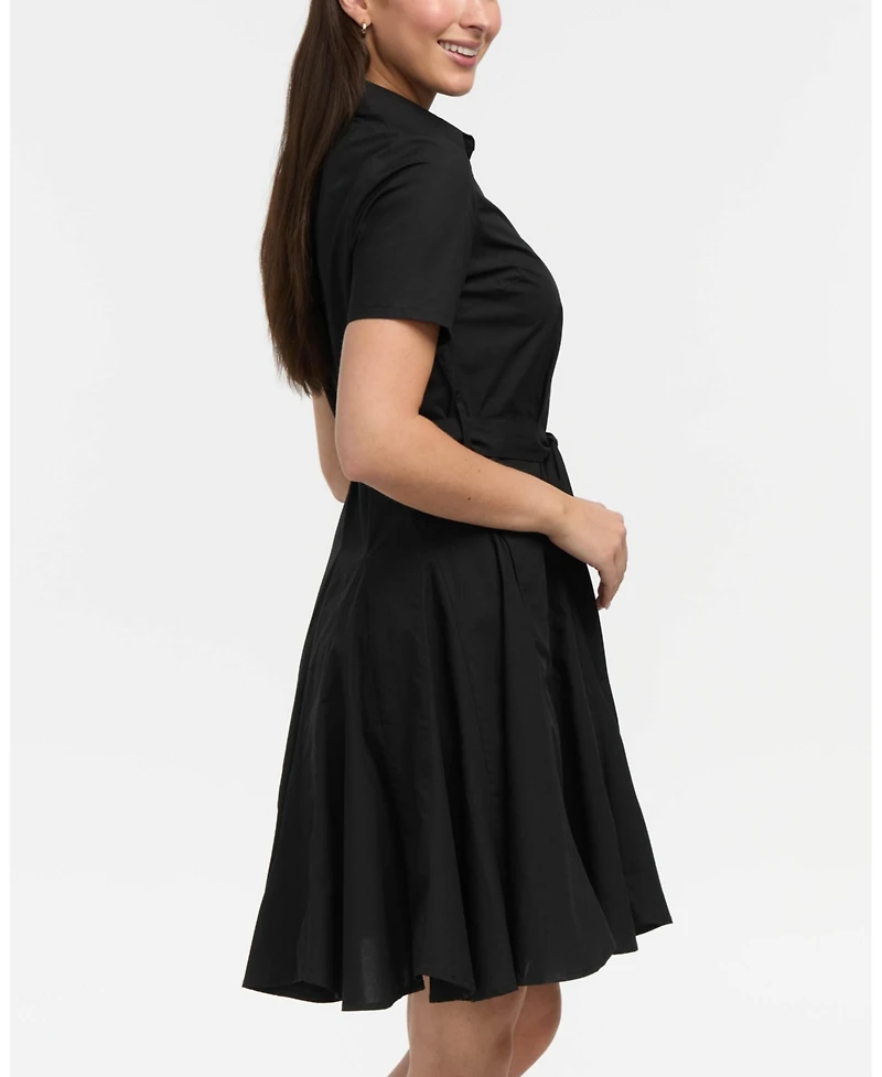 Ellen Tracy Women's Short Sleeve Flared Shirt Dress