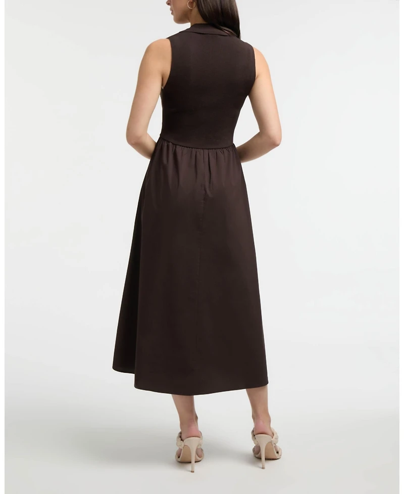 Ellen Tracy Women's Sleeveless Polo Collar Twofer Dress