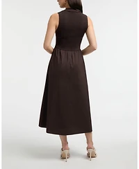 Ellen Tracy Women's Sleeveless Polo Collar Twofer Dress