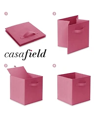 Casafield Set of 6 Fabric Storage Cube Bins, Red
