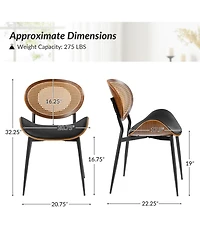 Ema Modern Dining Chair with Curved Wood Backrest,Set of 2