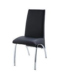 Set of Two Faux Leather Dining Side Chairs with Cushioned Seat and Back