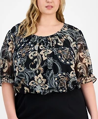 Connected Plus Printed Bodice Sheath Dress
