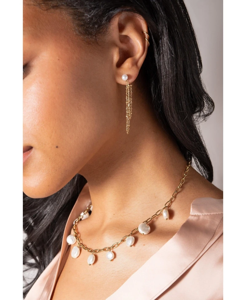 Alex and Ani Freshwater Pearl Chain Earrings