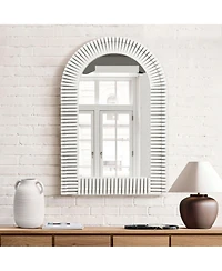LuxenHome White Arch Rectangle 36-Inch Tall Wall Mirror, Accent and Vanity