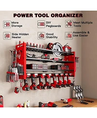 Hausource 4 Tier Power Tool Organizer Shelving Wall Mount Utility Storage Rack，Red