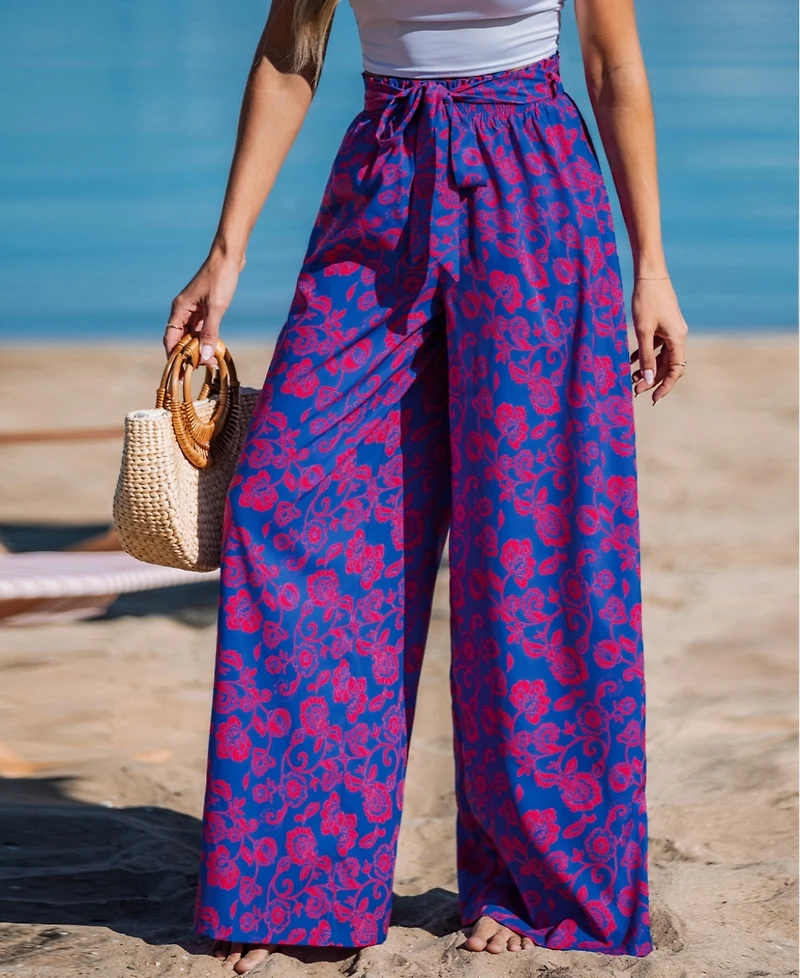 Cupshe Women's Celestial Waves Floral Cover-Up Pants