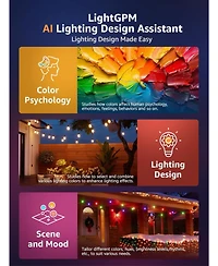 Lepro ZB1 Ai Smart Outdoor String Lights App Control, 54(42+12) ft Rgb+Ic+Warm White Outdoor Lights 15 Led Bulbs, Alexa Google Enabled, No Remote