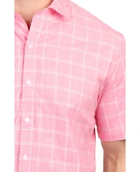 Tb Marketplace Men's Cotton Windowpane Short Sleeve Shirt - Lightweight and Stylish