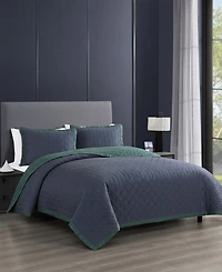 Bebejan 100% Cotton Sateen 3 Piece Textured Quilted Queen Size Coverlet Set
