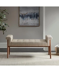Tufted Upholstered Accent Bench with Key Arm Design and Solid Wood Legs for Living Room or Bedroom Seating-The Pop Home