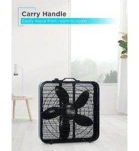 Black+Decker 20” Box Fan with 3 Speed Settings, Powerful 80W Motor, 5-Blade Box Fan with Carry Handle, Black