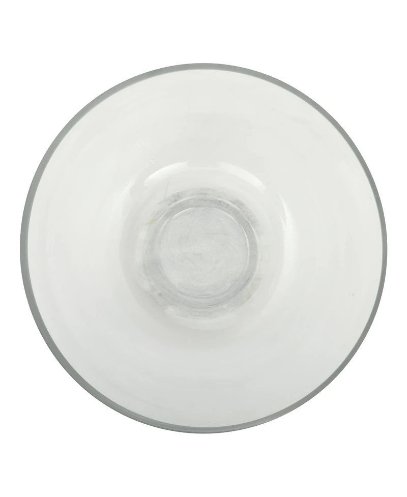 Gibson Home Wildgreens Large Glass Salad Bowl Set with Marble Base and Acacia Serving Utensils
