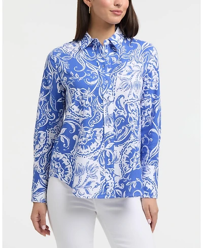Ellen Tracy Women's Long Sleeve Linen Blend Shirt