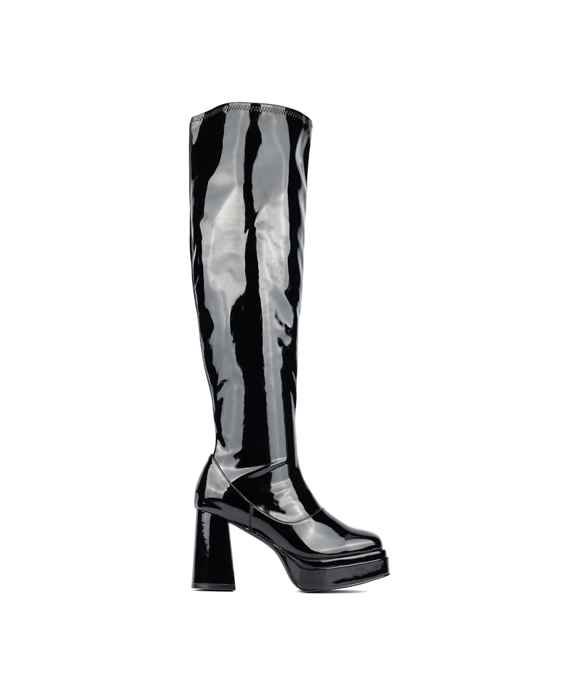 Fashion To Figure Women's Manica Thigh High Platform Boot- Wide Width