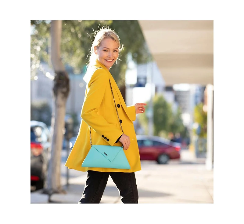 Susu Leather Clutch Bag Turquoise Evening Purse Unique Women's Handbag