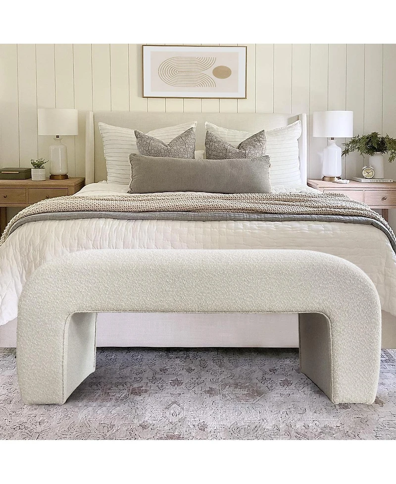 47" Velvet Upholstered Waterfall Bench, Modern Bed Bench for Living Room or Entryway-Maison Boucle