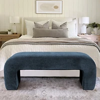 47" Velvet Upholstered Waterfall Bench, Modern Bed Bench for Living Room or Entryway-Maison Boucle