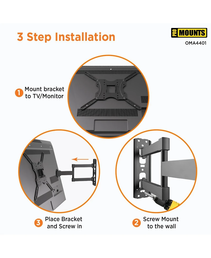 ProMounts Full Motion Tv Wall Mount for TVs 23"