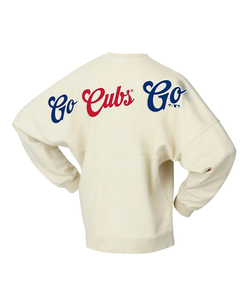 Fanatics Women's Tan Chicago Cubs Pennant Flag Branded Fleece Pullover Sweatshirt
