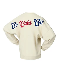 Fanatics Women's Tan Chicago Cubs Pennant Flag Branded Fleece Pullover Sweatshirt