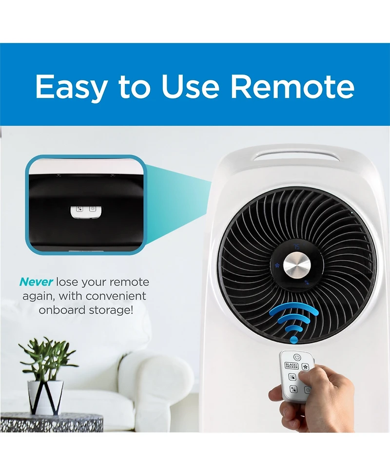 Black + Decker BEAC75 Evaporative Air Cooler - Portable Cooling Fan with Led Display, Remote Control, 2-Gallon Water Tank