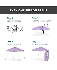 Best Choice Products 10x10ft Easy Setup Pop Up Canopy, Portable Tent w/ Side Wall, 1-Button Push