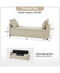 Gema Modern Storage Bench with Two Pillows and Pocket