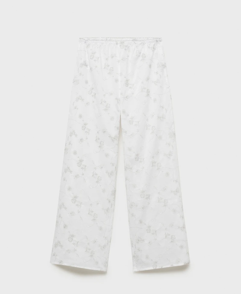 Mango Women's Embroidered Pajama Pants