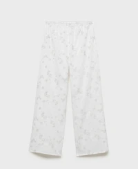 Mango Women's Embroidered Pajama Pants