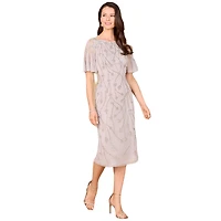 Lara Women's Beaded Midi Dress with Cape Sleeves