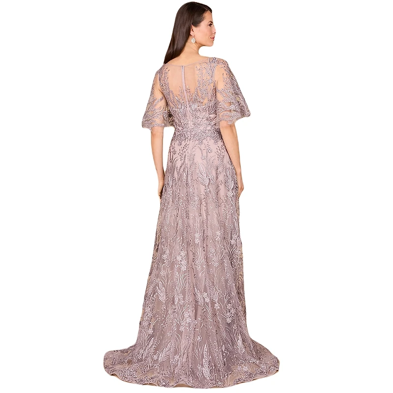 Lara Women's Modest, Cape Sleeve A-line Gown