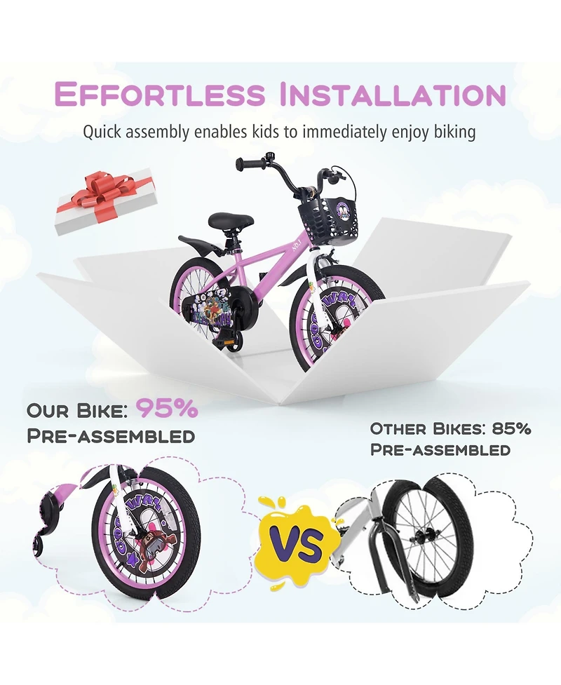 18 Inch Kids Bike for 4-8 Years Old Sport Bicycle with Adjustable Handlebar and Saddle