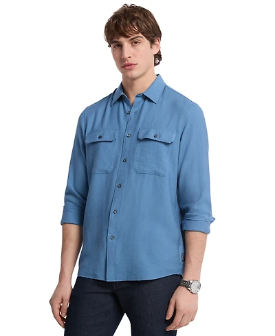 Michael Kors Men's Crepe Long Sleeve Two-Pocket Button-Front Shirt